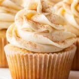 Eggnog frosting on a cupcake.