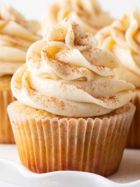 Eggnog frosting on a cupcake.