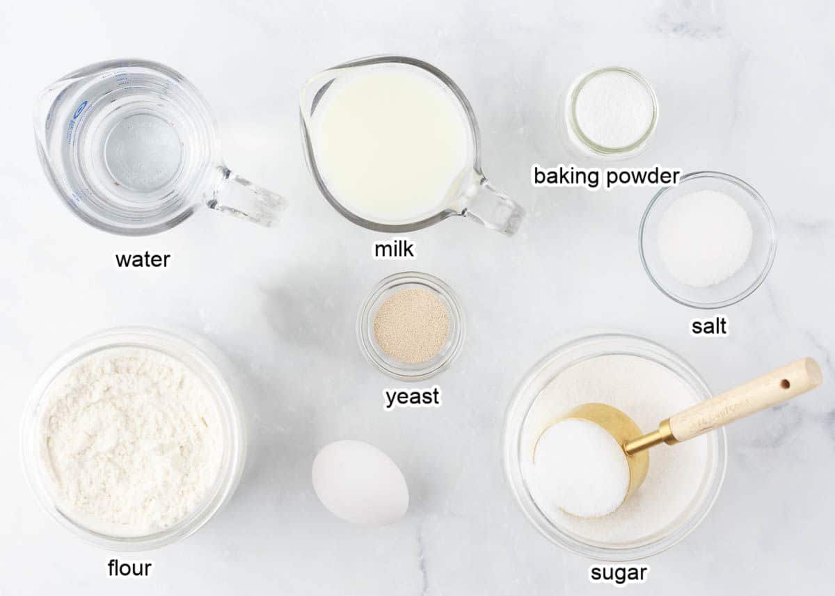 Fry bread ingredients on marble counter.