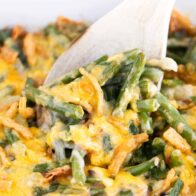 Spoonful of green bean casserole.