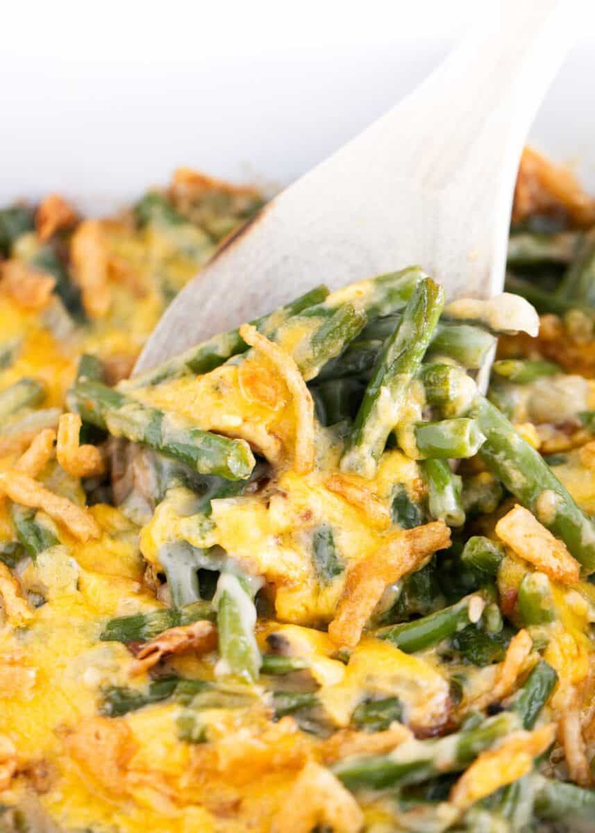 Spoonful of green bean casserole.