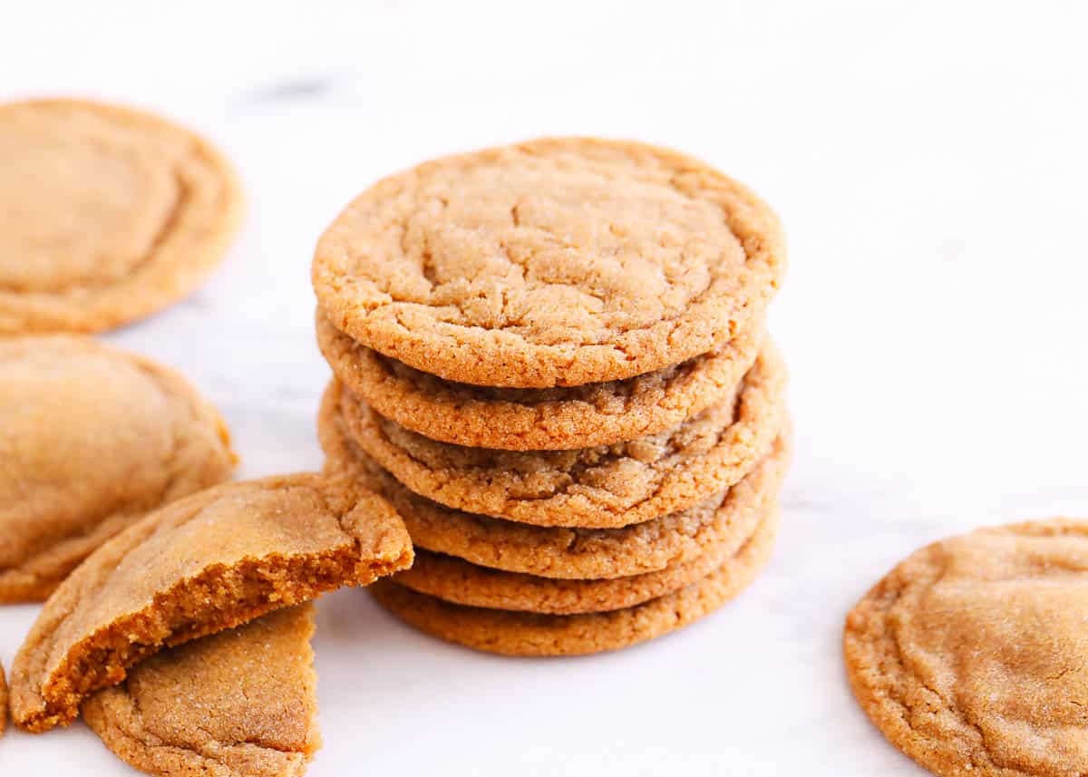 Stack of ginger molasses cookies. 