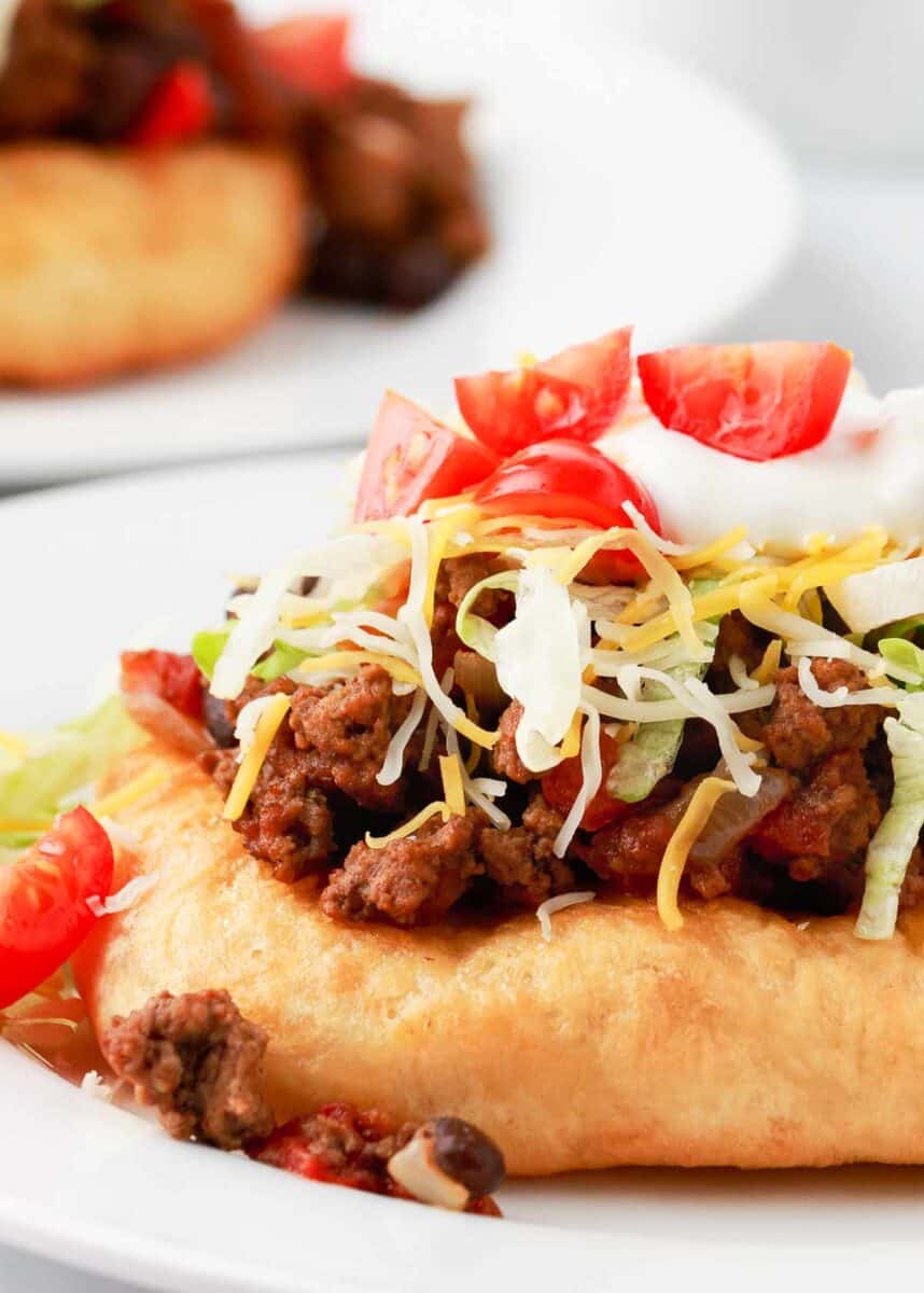 Navajo fry bread with taco meat.