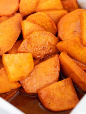 Candied yams in sauce.