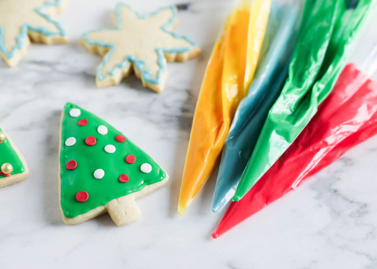 Icing Christmas Sugar Cookies.