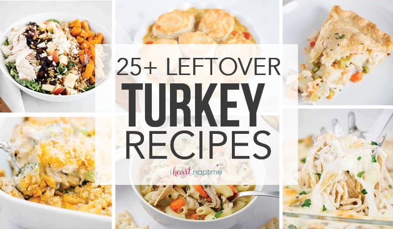 collage of leftover turkey recipes