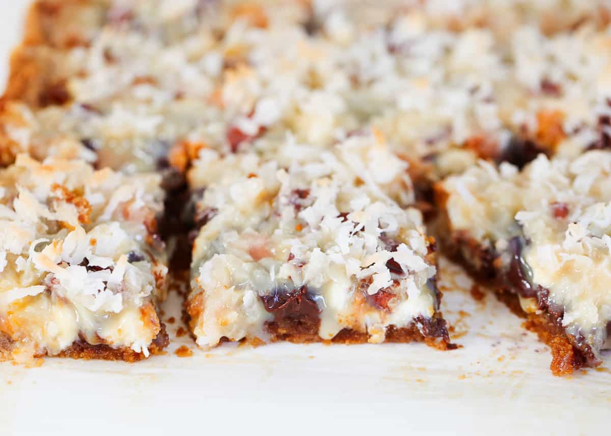 7 layer bars on the counter.