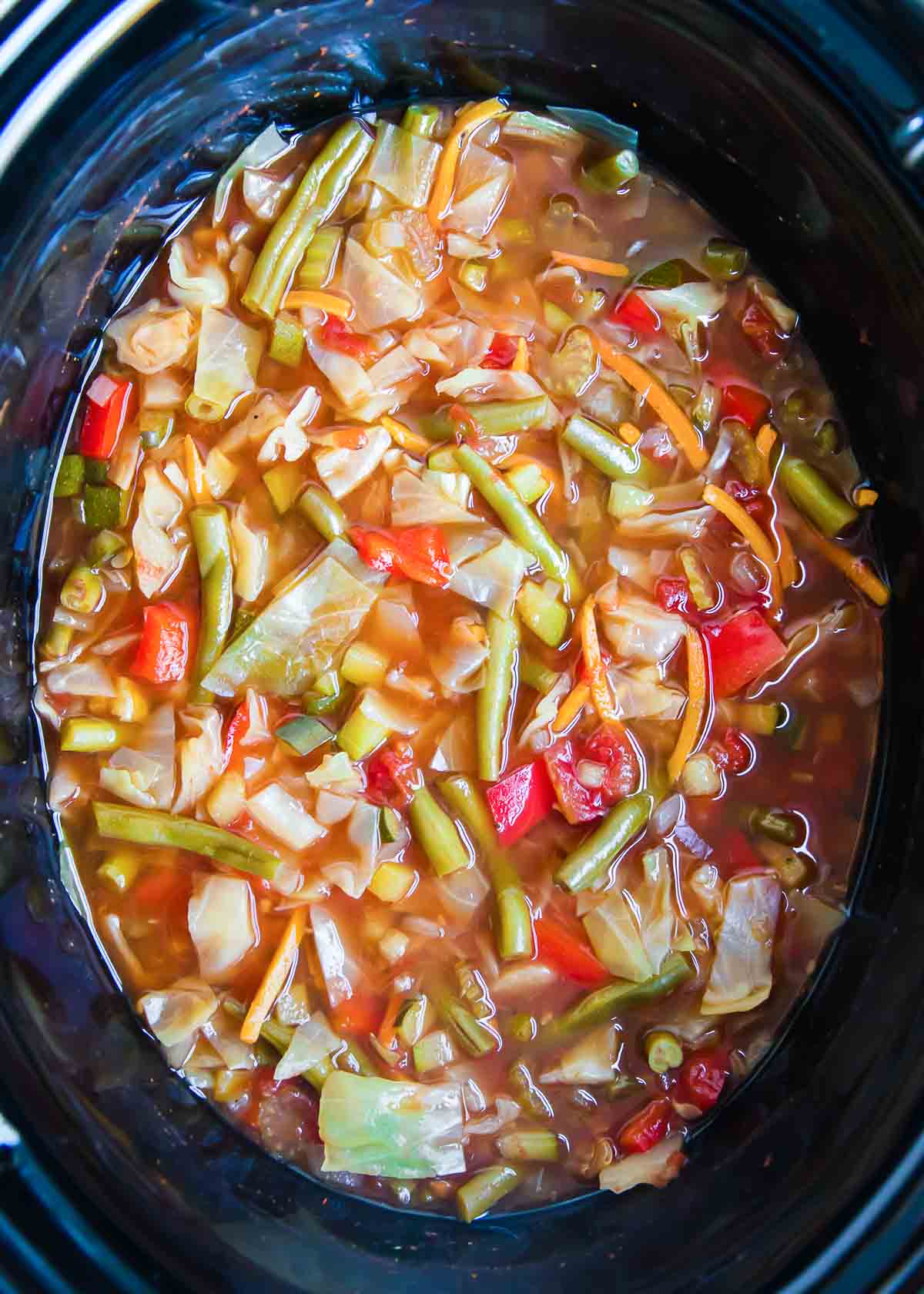 Cabbage soup in a crockpot.