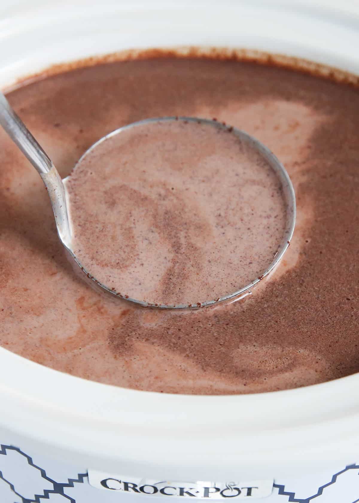 Hot chocolate in a crockpot.