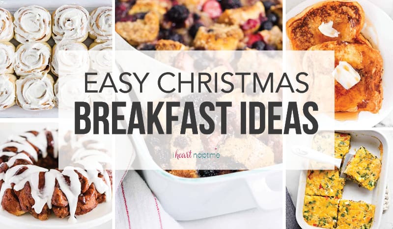 A photo collage of easy Christmas breakfast ideas.