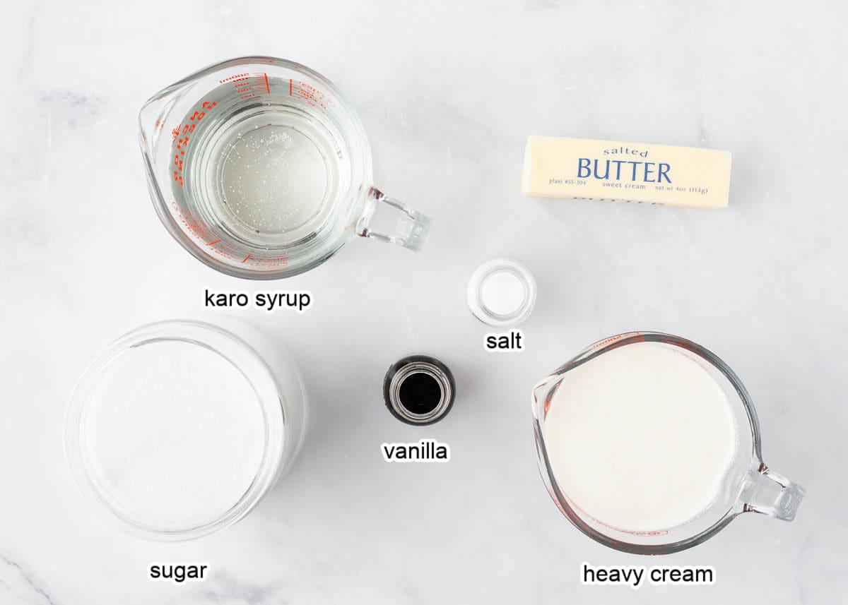 Homemade caramel ingredients on the counter. 