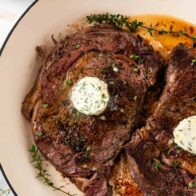 Showing how to cook steak in the oven.