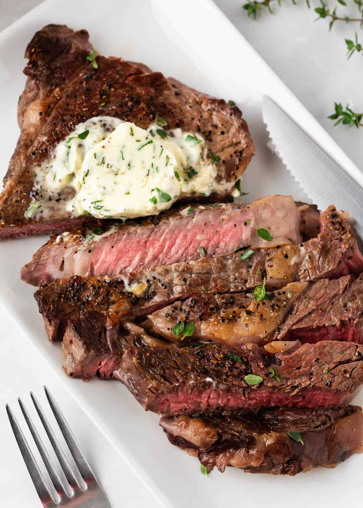 Sliced oven baked steak.