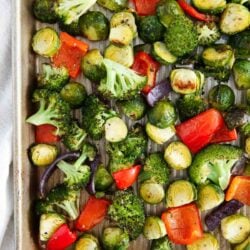 Sheet pan veggies on a baking sheet.