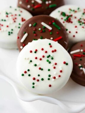 White chocolate covered oreos.