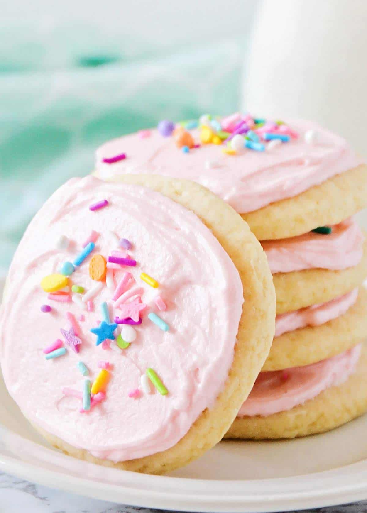 Stack of soft sugar cookies.