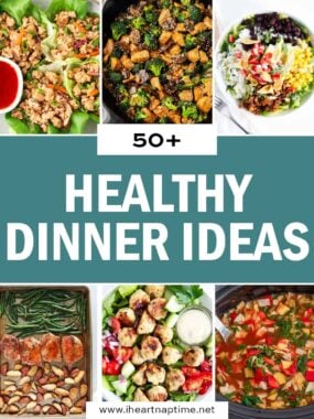 A photo collage of healthy dinner ideas.