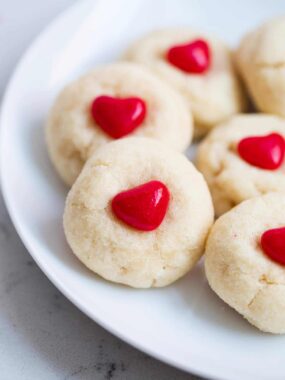 Easy valentine cookies on a plate.