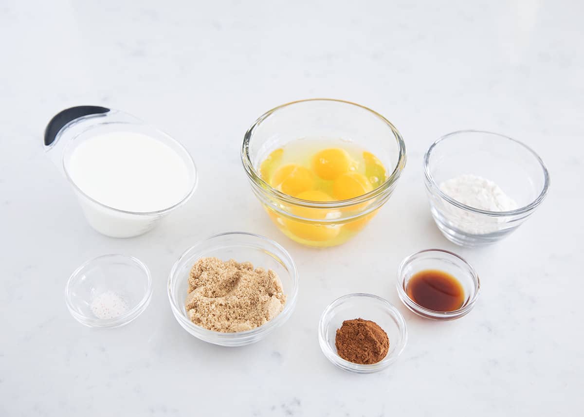 French toast ingredients on counter.