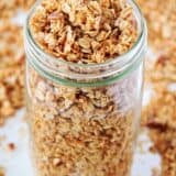 Granola in a glass jar.