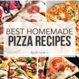 A photo collage of homemade pizza recipes.
