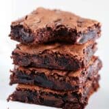 Stack of cake mix brownies.