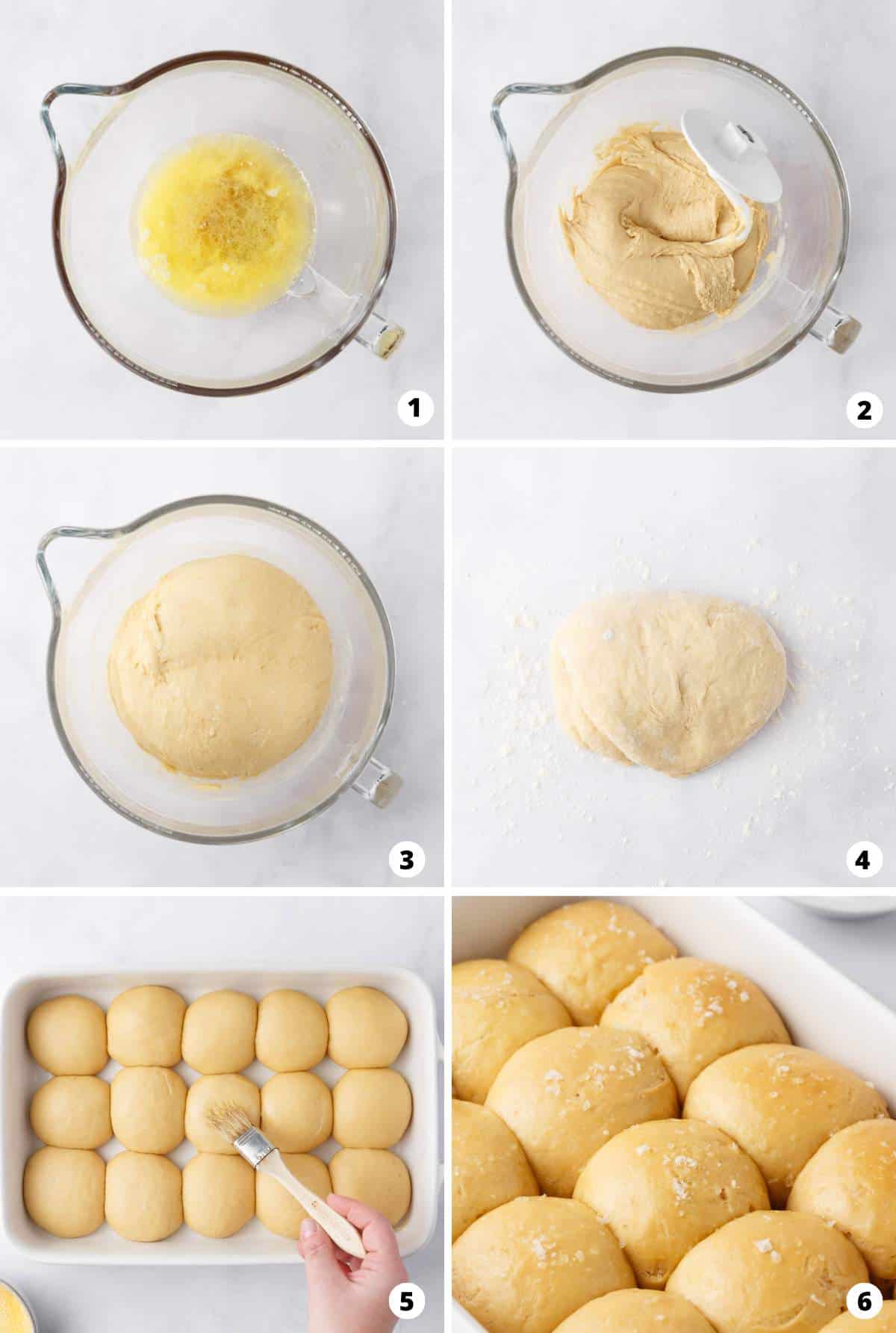 Showing how to make Hawaiian rolls in a 6 step collage.