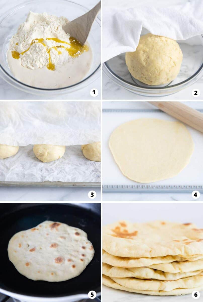 Showing how to make pita bread.