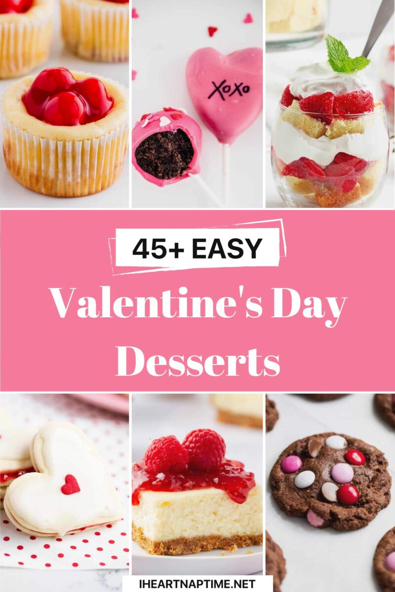 Valentine's Day desserts collage. 