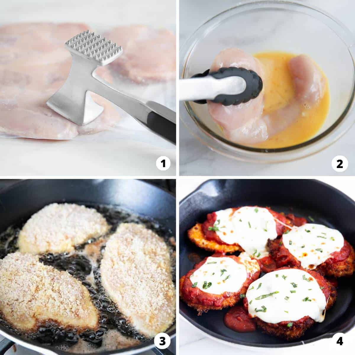 The process of making chicken parmesan dinner. 