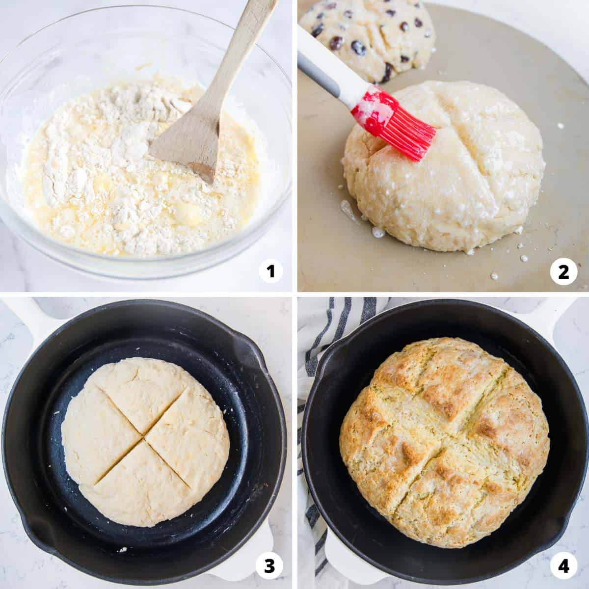 The process of making Irish soda bread. 