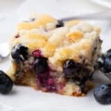 Slice of blueberry coffee cake.