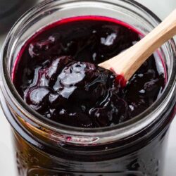 Spoonful of blueberry jam.