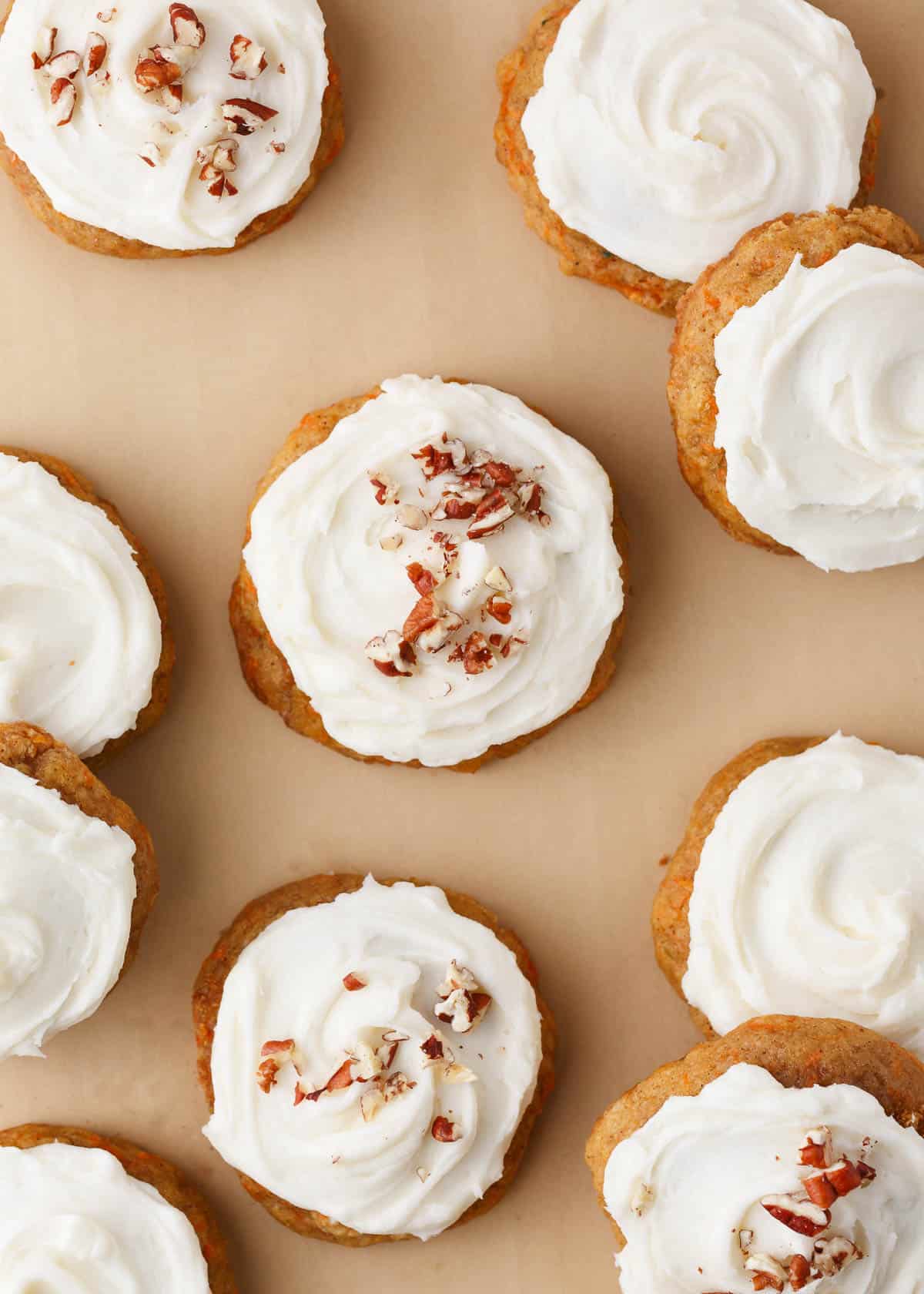 Carrot cake cookies on counter.