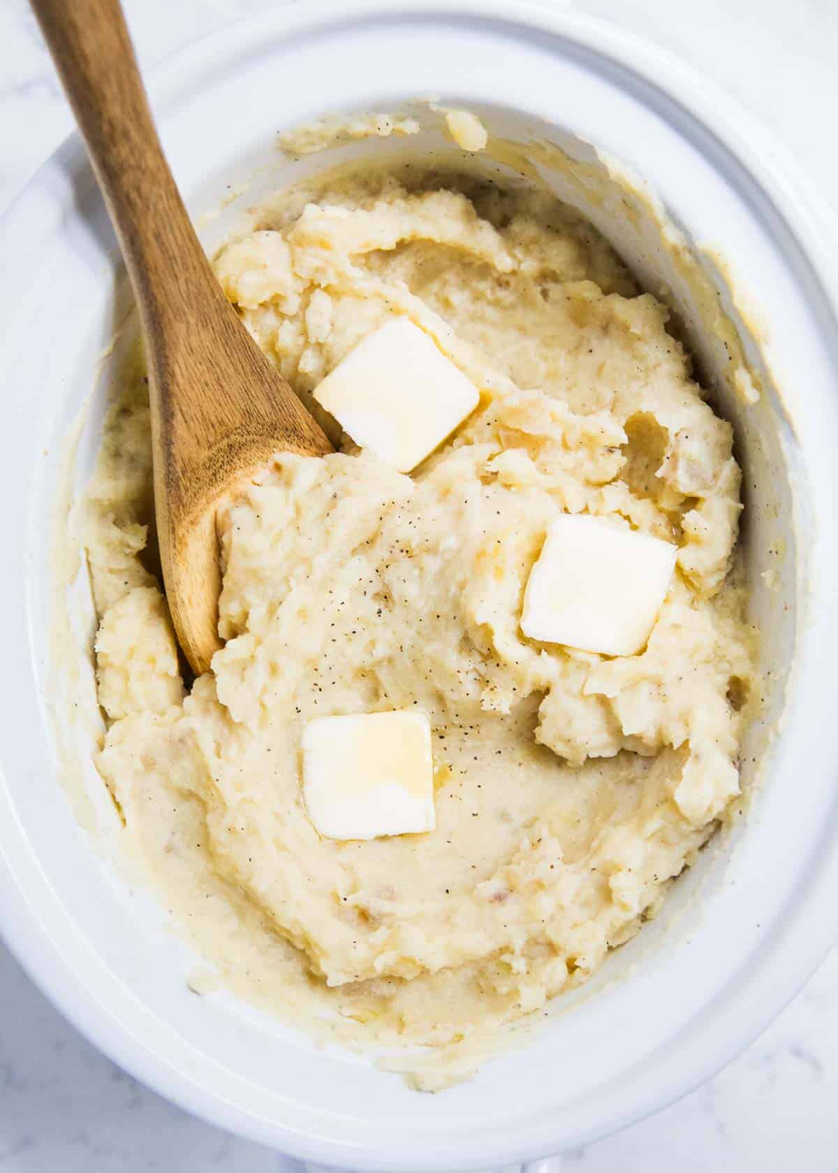 Mashed potatoes in crockpot.