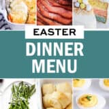 A collage of photos for a Easter dinner menu.