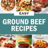 A collage of photos with easy ground beef recipes.