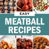 A photo collage of easy meatball recipes.