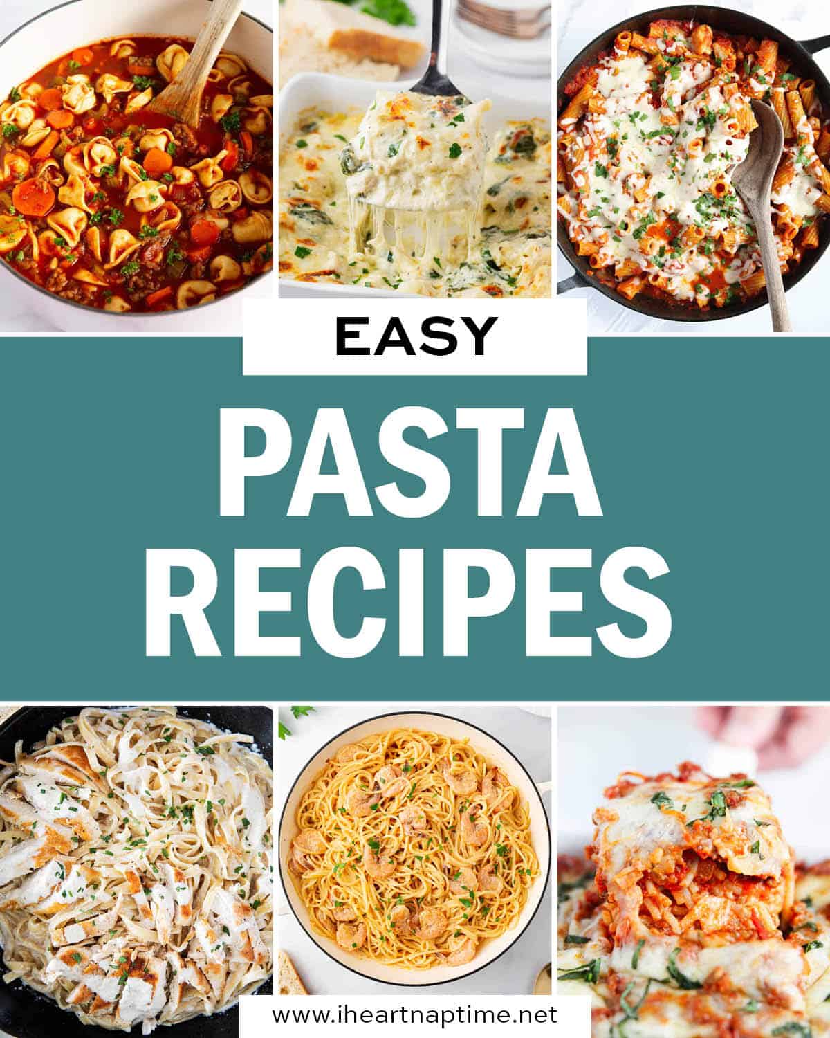 Easy pasta recipes collage.