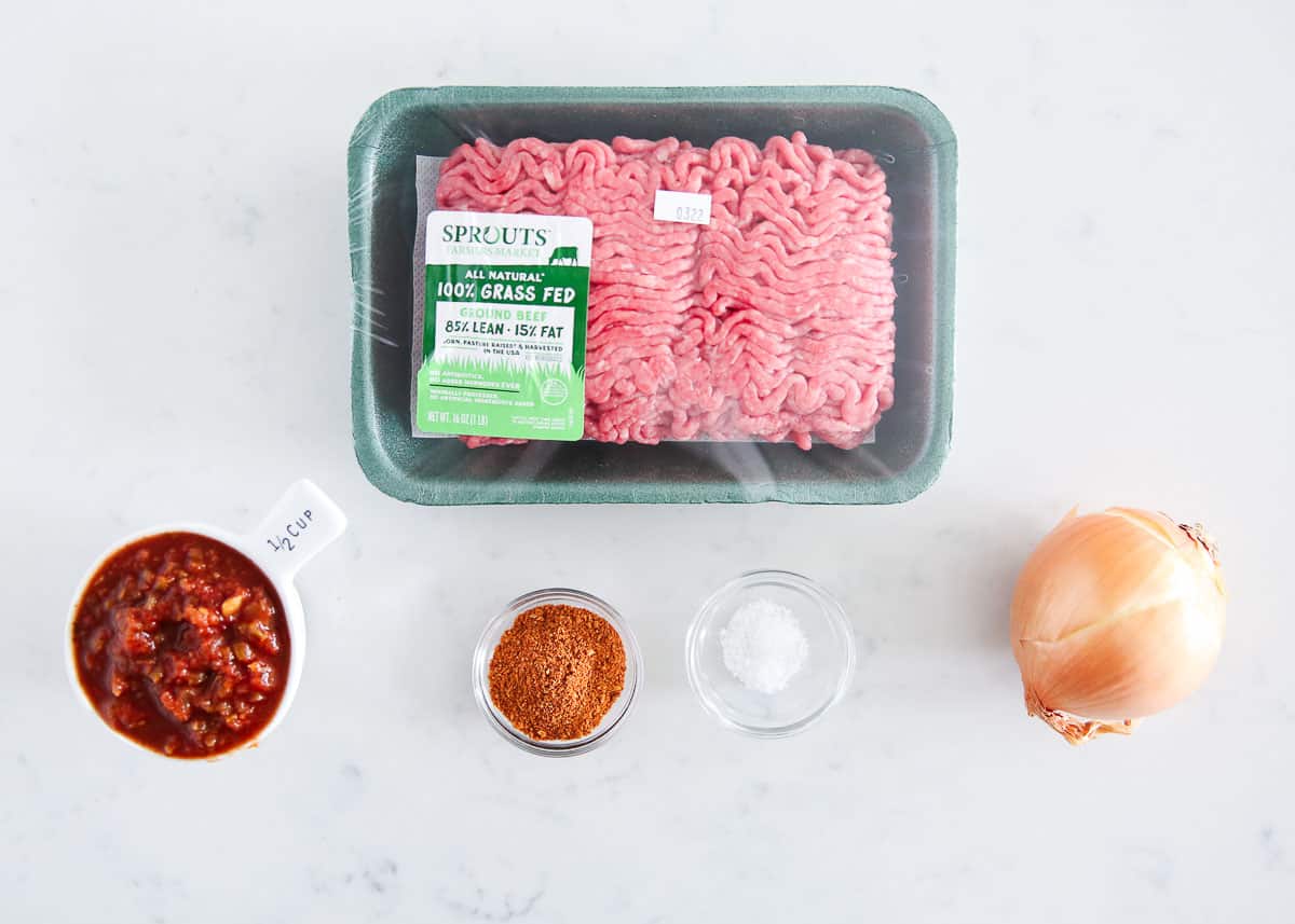 Taco meat ingredients on counter.