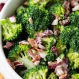 Broccoli salad in a bowl.