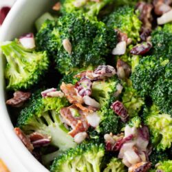 Broccoli salad in a bowl.