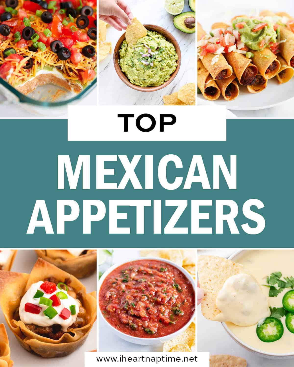 A photo collage of top Mexican appetizers.