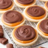 Twix cookies on cooling rack.