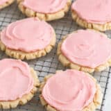 Swig cookies on a wire cooling rack.