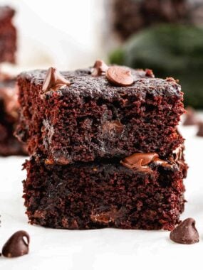 Stack of zucchini brownies.
