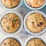 Banana zucchini muffins in tin pan.