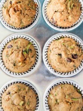 Banana zucchini muffins in tin pan.
