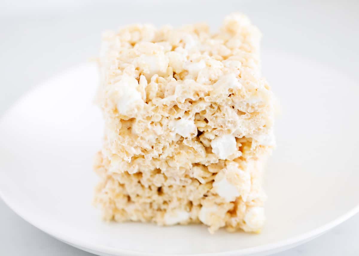 Rice Krispie treats stacked on top of each other. 