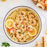 Shrimp scampi and pasta.
